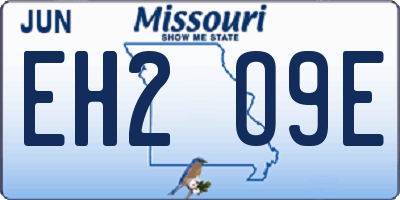 MO license plate EH2O9E