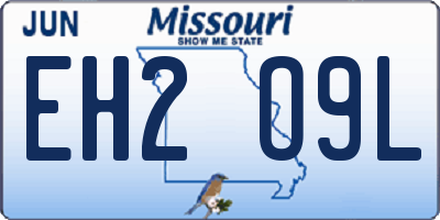 MO license plate EH2O9L