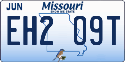MO license plate EH2O9T