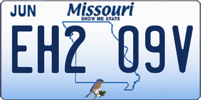 MO license plate EH2O9V