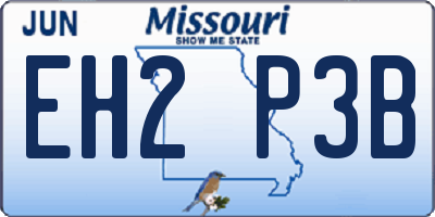 MO license plate EH2P3B
