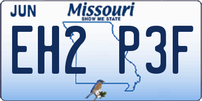 MO license plate EH2P3F