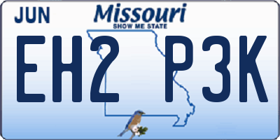 MO license plate EH2P3K