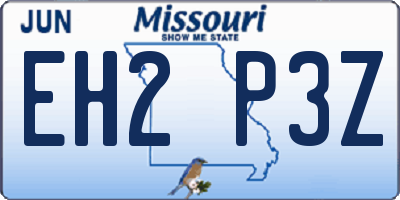 MO license plate EH2P3Z