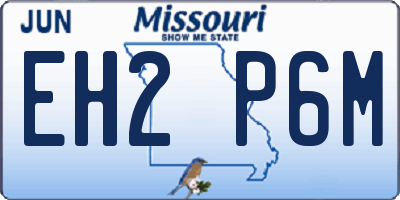 MO license plate EH2P6M