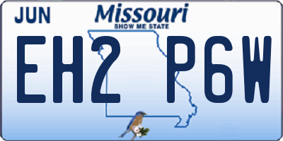 MO license plate EH2P6W