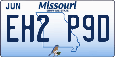 MO license plate EH2P9D