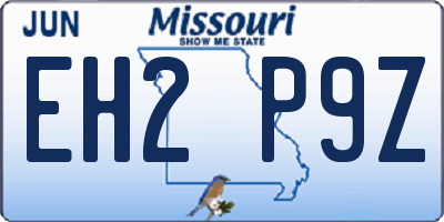 MO license plate EH2P9Z