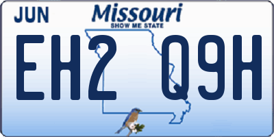 MO license plate EH2Q9H