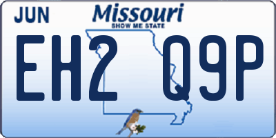MO license plate EH2Q9P