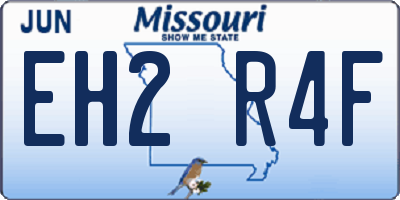 MO license plate EH2R4F