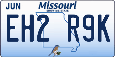 MO license plate EH2R9K