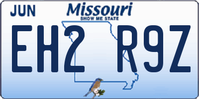 MO license plate EH2R9Z