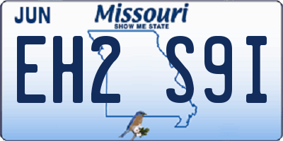MO license plate EH2S9I