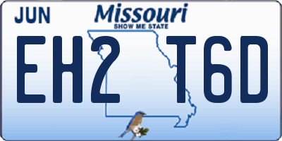 MO license plate EH2T6D