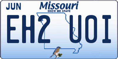 MO license plate EH2U0I