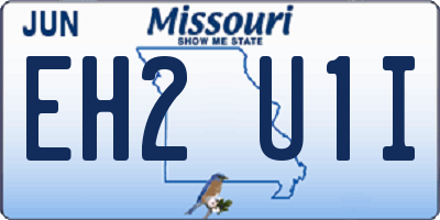 MO license plate EH2U1I