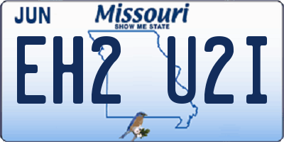 MO license plate EH2U2I