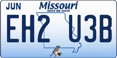 MO license plate EH2U3B