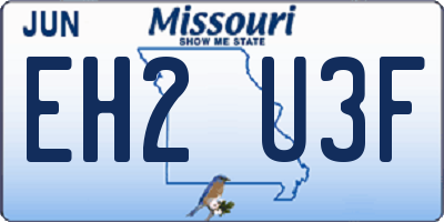 MO license plate EH2U3F