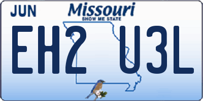 MO license plate EH2U3L