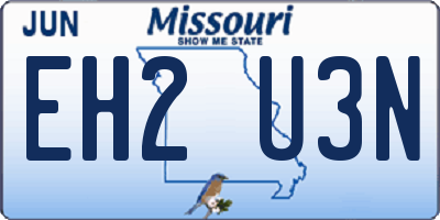 MO license plate EH2U3N