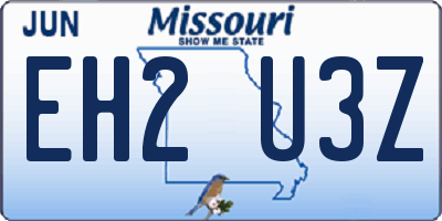 MO license plate EH2U3Z