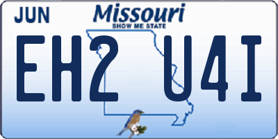 MO license plate EH2U4I