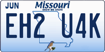 MO license plate EH2U4K