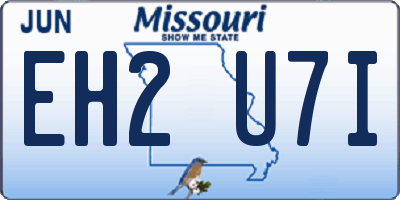 MO license plate EH2U7I