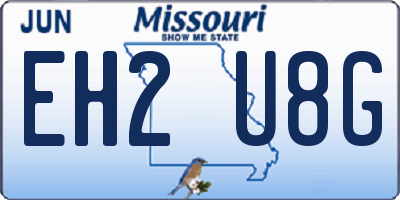 MO license plate EH2U8G