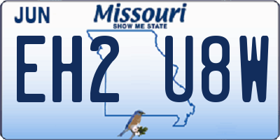 MO license plate EH2U8W