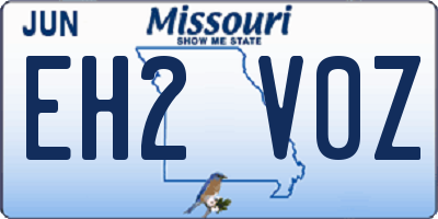 MO license plate EH2V0Z
