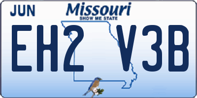 MO license plate EH2V3B