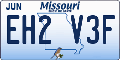 MO license plate EH2V3F