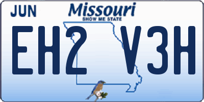 MO license plate EH2V3H