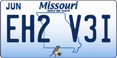 MO license plate EH2V3I