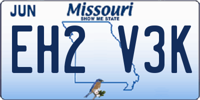 MO license plate EH2V3K