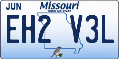 MO license plate EH2V3L