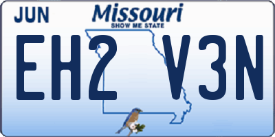 MO license plate EH2V3N