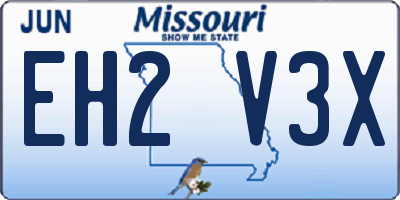 MO license plate EH2V3X