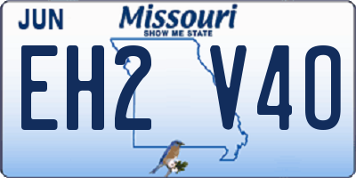 MO license plate EH2V4O
