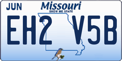 MO license plate EH2V5B