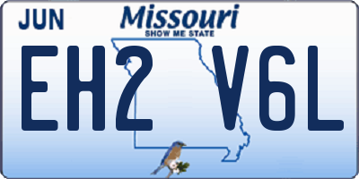 MO license plate EH2V6L