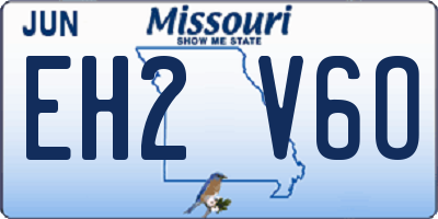 MO license plate EH2V6O