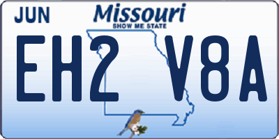 MO license plate EH2V8A