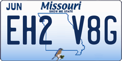 MO license plate EH2V8G