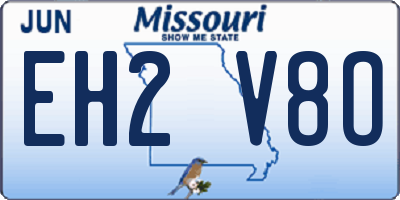 MO license plate EH2V8O
