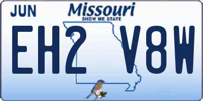 MO license plate EH2V8W
