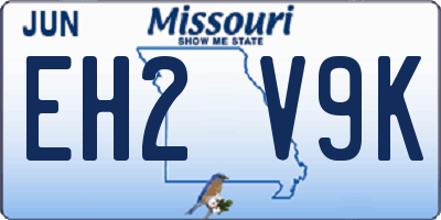 MO license plate EH2V9K